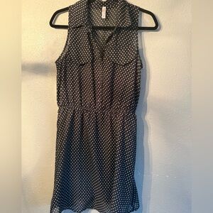 Xhilaration Black and White Sheer Polka Dot Dress